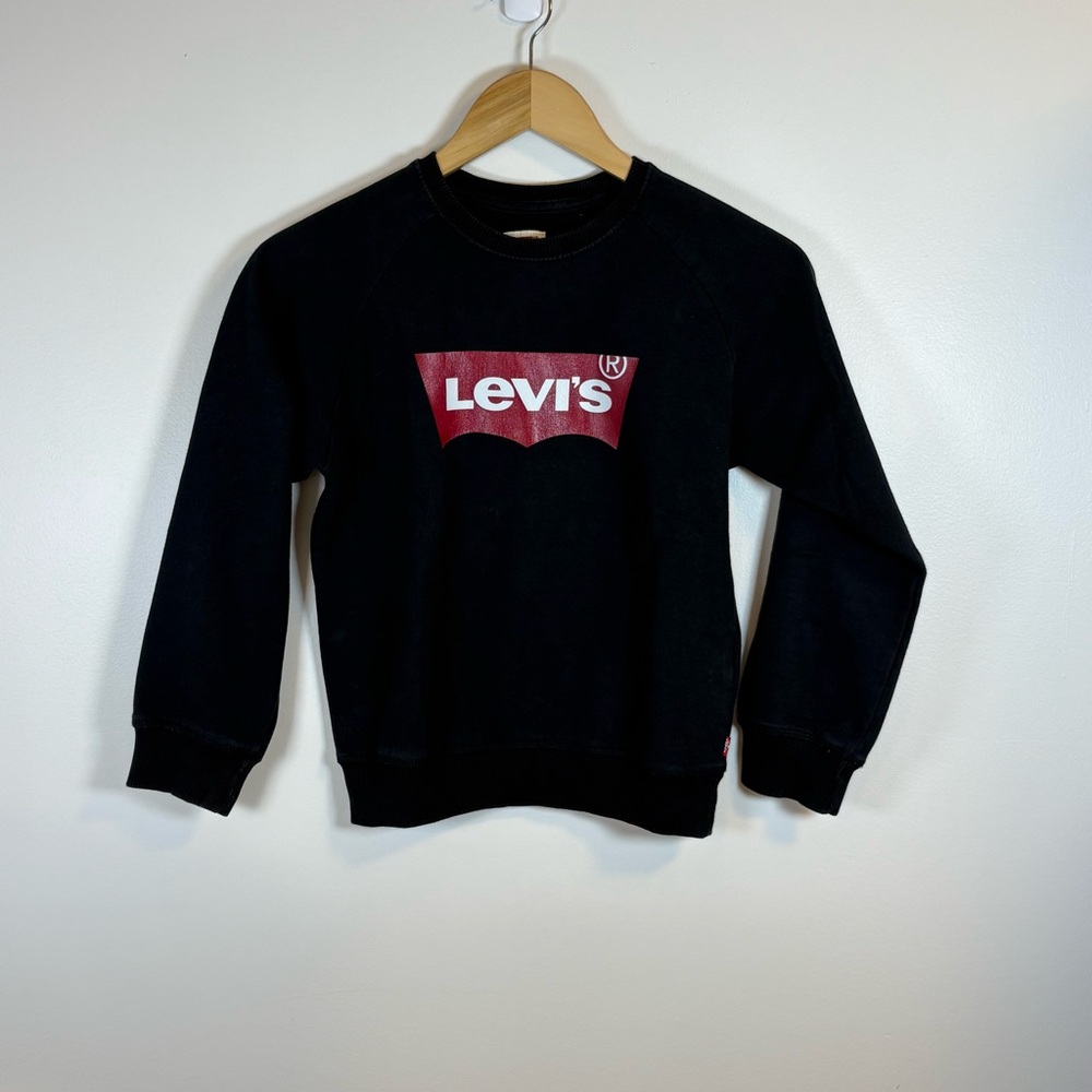 Levi’s Kids Black Crew Neck Sweatshirt, Size Large (10/12), Cotton Blend, Active